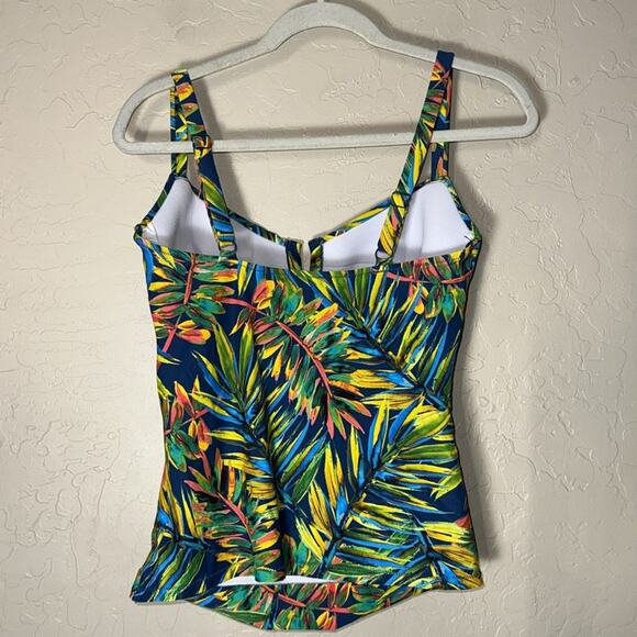Soma tropical palm print v wire tankini swim suit size large - Picture 4 of 11